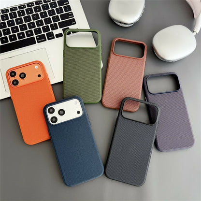 For iPhone 17 Pro Magnetic Case with Tempered Glass Screen Protector Fabric Texture PC + TPU Phone Cover Compatible with MagSafe