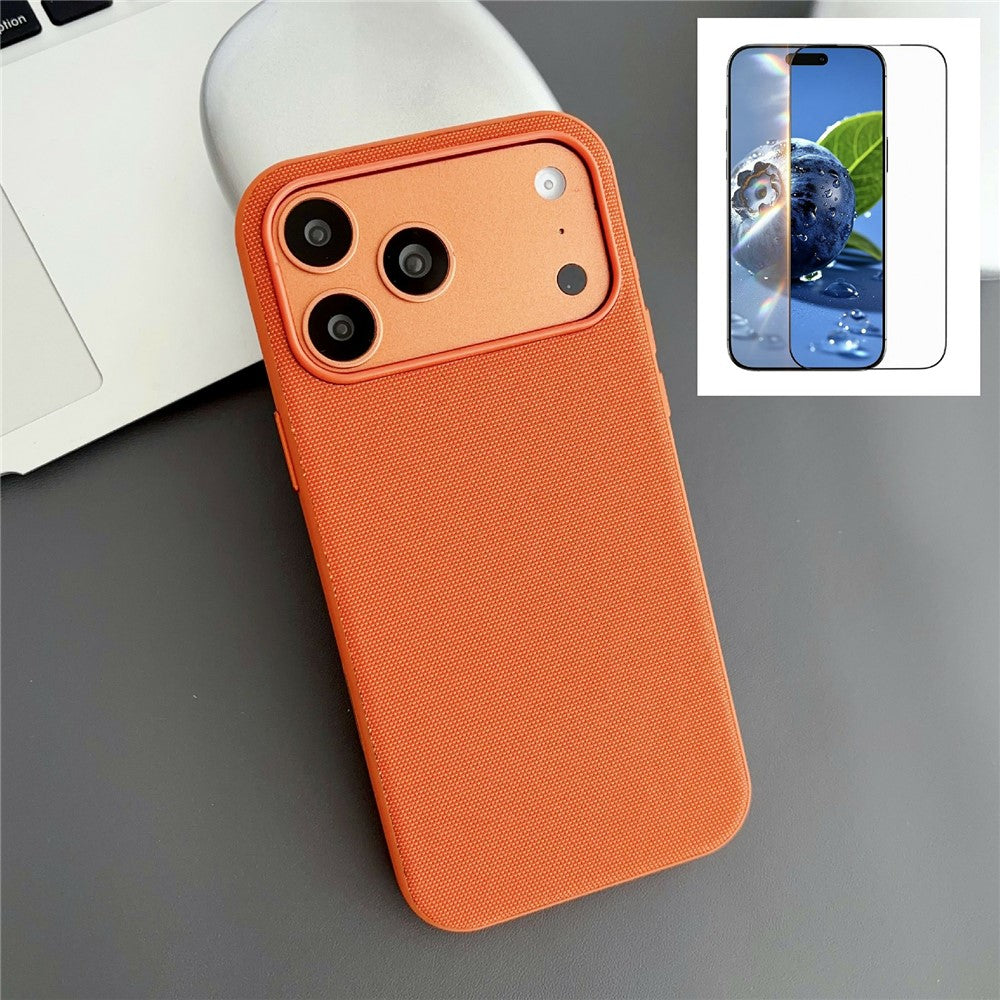 For iPhone 17 Pro Magnetic Case with Tempered Glass Screen Protector Fabric Texture PC + TPU Phone Cover Compatible with MagSafe