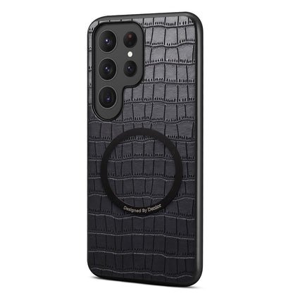 DENIOR A09+1 For Samsung Galaxy S26 Ultra Magnetic Case Crocodile Texture Leather Coated PC TPU Phone Cover