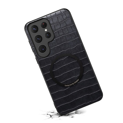 DENIOR A09+1 For Samsung Galaxy S26 Ultra Magnetic Case Crocodile Texture Leather Coated PC TPU Phone Cover