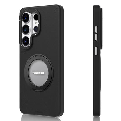 YOUNGKIT For Samsung Galaxy S26 Ultra Case Rotating Kickstand Shockproof TPU + PU Leather Phone Back Cover