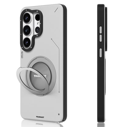 YOUNGKIT For Samsung Galaxy S26 Ultra Case Rotating Kickstand Shockproof TPU + PU Leather Phone Back Cover