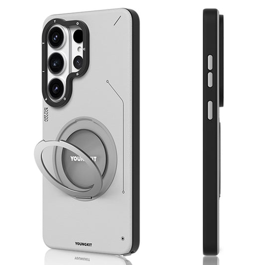 YOUNGKIT For Samsung Galaxy S26 Ultra Case Rotating Kickstand Shockproof TPU + PU Leather Phone Back Cover