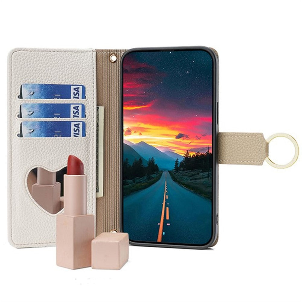 For Samsung Galaxy S26+ Case Mirror Wallet Leather Phone Cover with Chain Shoulder Strap