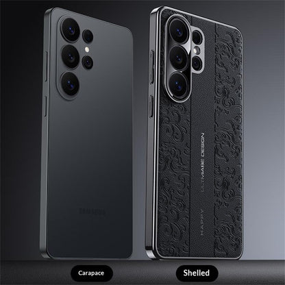 For Samsung Galaxy S26 Ultra Electroplated Shell Embossed PU  Leather + PC + TPU Protective Cover
