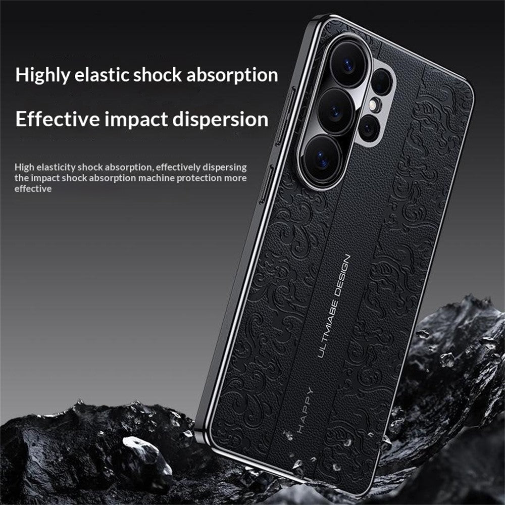 For Samsung Galaxy S26 Ultra Electroplated Shell Embossed PU  Leather + PC + TPU Protective Cover