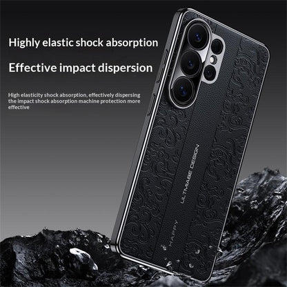 For Samsung Galaxy S26 Ultra Electroplated Shell Embossed PU  Leather + PC + TPU Protective Cover