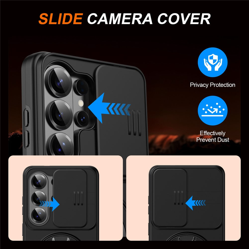For Samsung Galaxy S26 Ultra Case Magnetic Case Ring Kickstand Slide Camera Cover TPU PC Hybrid Phone Shell
