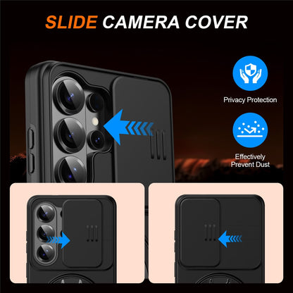 For Samsung Galaxy S26 Ultra Case Magnetic Case Ring Kickstand Slide Camera Cover TPU PC Hybrid Phone Shell