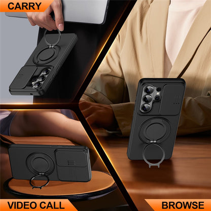For Samsung Galaxy S26 Ultra Case Magnetic Case Ring Kickstand Slide Camera Cover TPU PC Hybrid Phone Shell