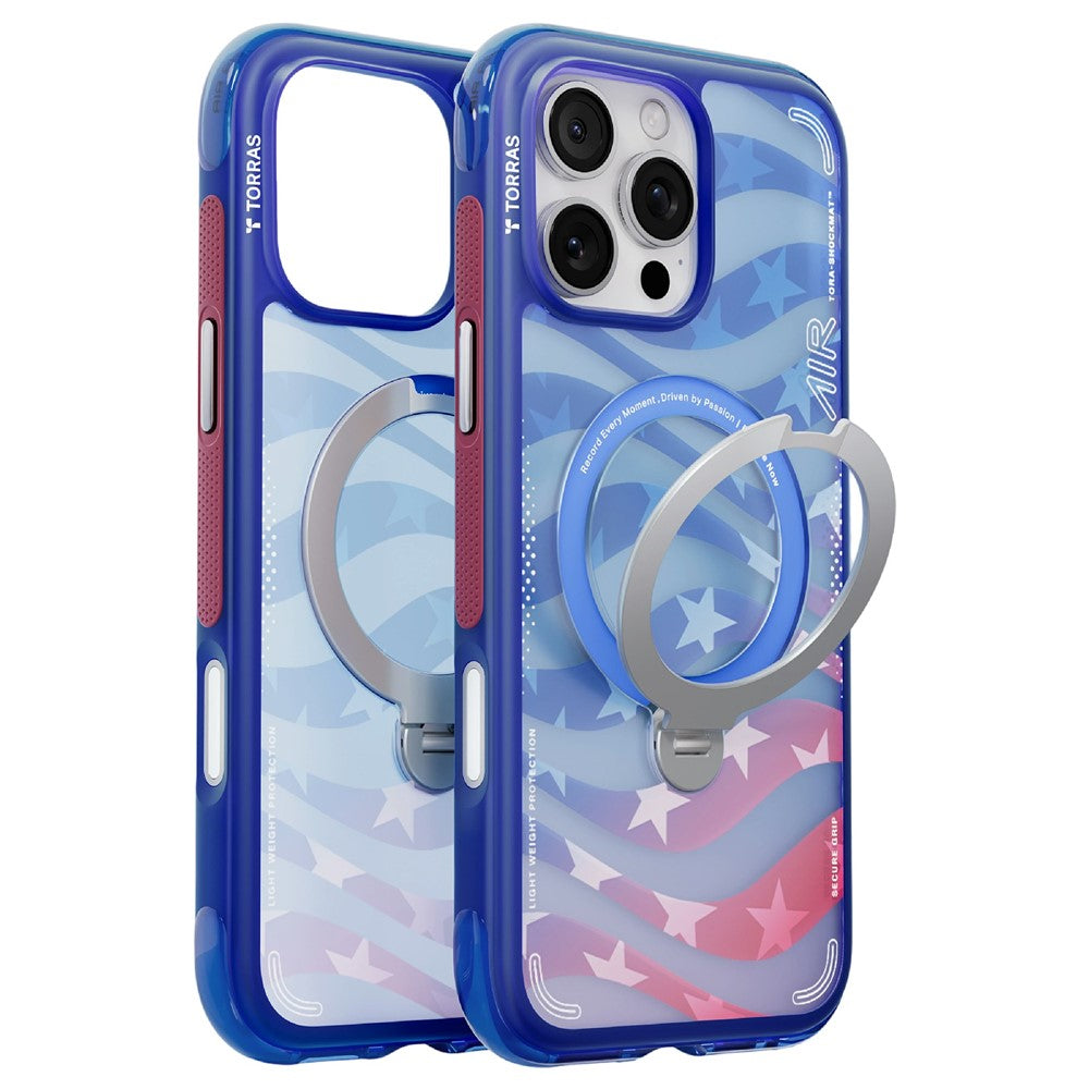 TORRAS Ostand Q3 Air for iPhone 16 Pro Max Magnetic Case 360° Rotating Kickstand Shockproof Cover, Football Team Limited Edition