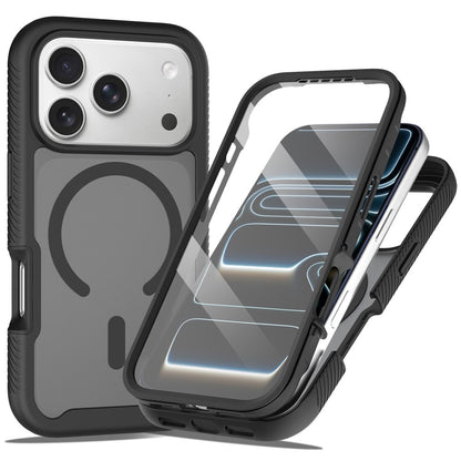 For iPhone 17 Pro Max Magnetic Phone Case 3 in 1 Translucent Skin Touch PC TPU Back Cover with PET Screen Film