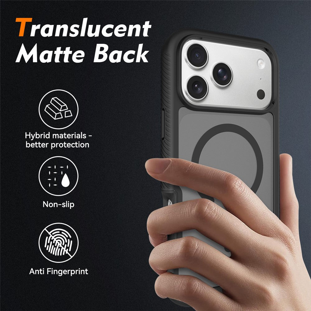 For iPhone 17 Pro Max Magnetic Phone Case 3 in 1 Translucent Skin Touch PC TPU Back Cover with PET Screen Film