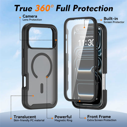 For iPhone 17 Pro Max Magnetic Phone Case 3 in 1 Translucent Skin Touch PC TPU Back Cover with PET Screen Film