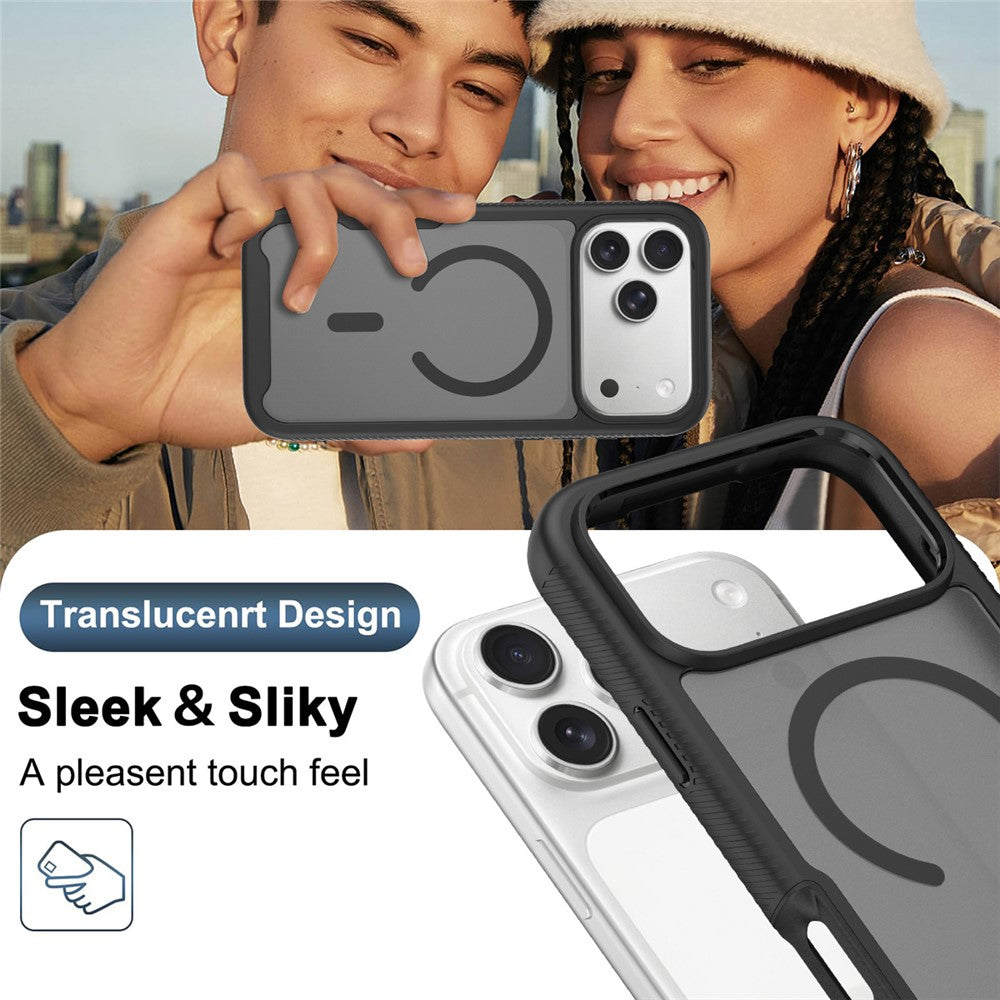 For iPhone 17 Pro Max Magnetic Phone Case 3 in 1 Translucent Skin Touch PC TPU Back Cover with PET Screen Film
