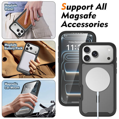For iPhone 17 Pro Max Magnetic Phone Case 3 in 1 Translucent Skin Touch PC TPU Back Cover with PET Screen Film