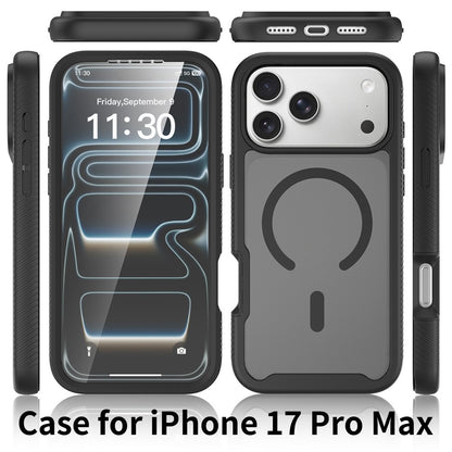 For iPhone 17 Pro Max Magnetic Phone Case 3 in 1 Translucent Skin Touch PC TPU Back Cover with PET Screen Film