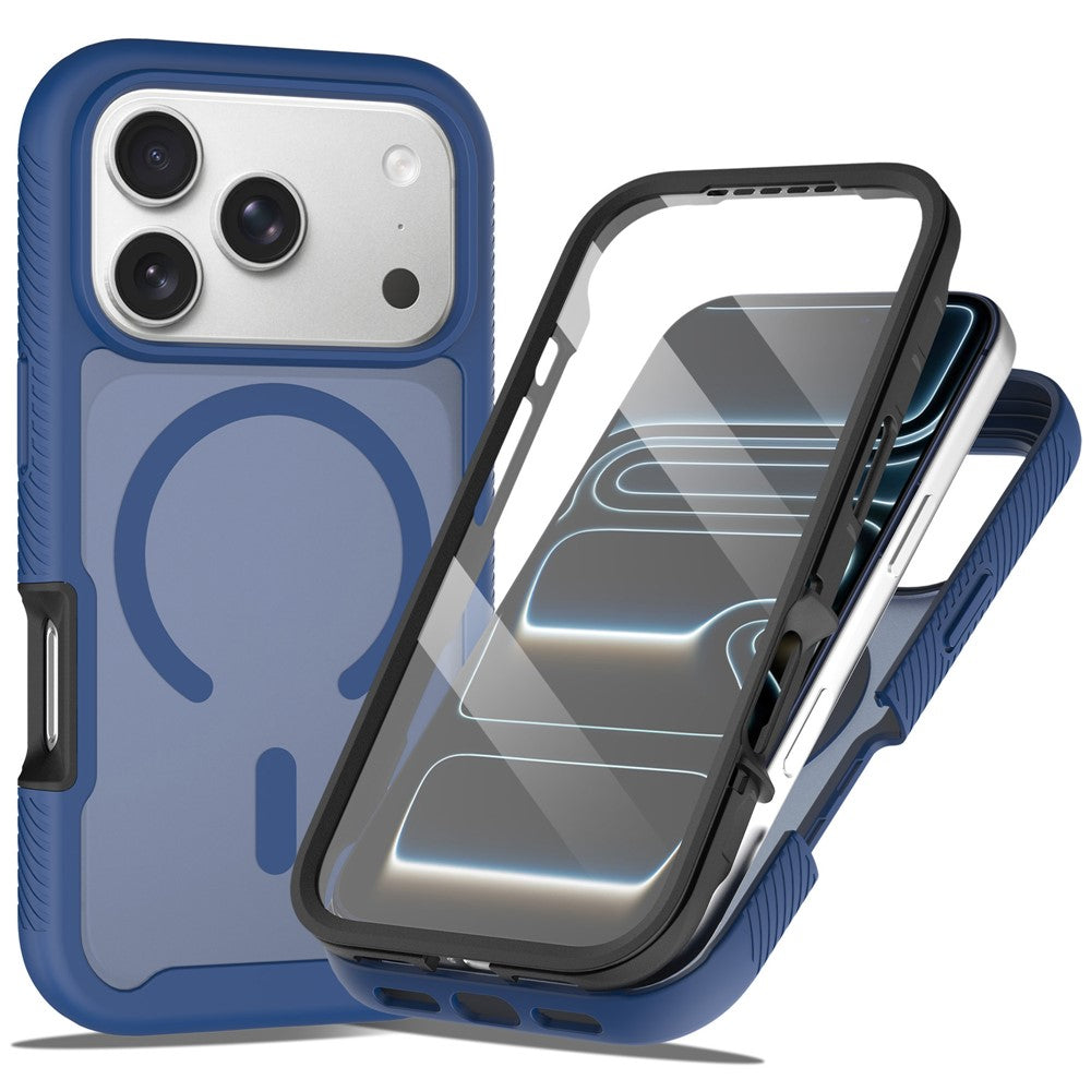 For iPhone 17 Pro Max Magnetic Phone Case 3 in 1 Translucent Skin Touch PC TPU Back Cover with PET Screen Film