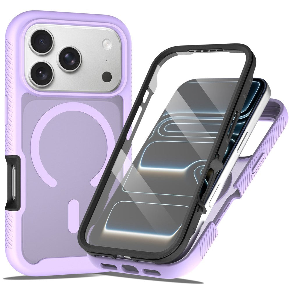 For iPhone 17 Pro Max Magnetic Phone Case 3 in 1 Translucent Skin Touch PC TPU Back Cover with PET Screen Film