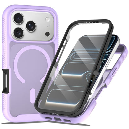 For iPhone 17 Pro Max Magnetic Phone Case 3 in 1 Translucent Skin Touch PC TPU Back Cover with PET Screen Film