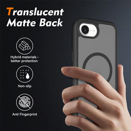 Magnetic Phone Case for iPhone 17e  /  16e 3 in 1 Translucent Skin Touch PC TPU Back Cover with PET Screen Film