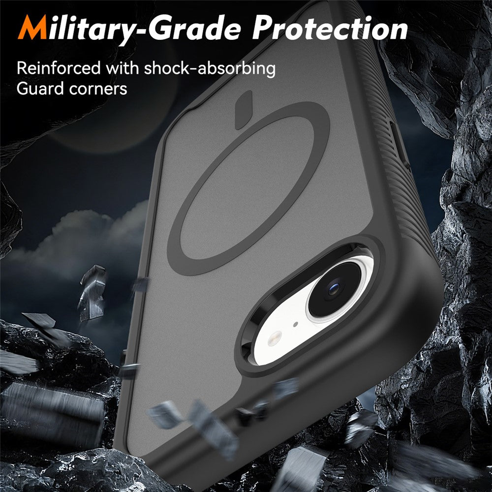 Magnetic Phone Case for iPhone 17e  /  16e 3 in 1 Translucent Skin Touch PC TPU Back Cover with PET Screen Film