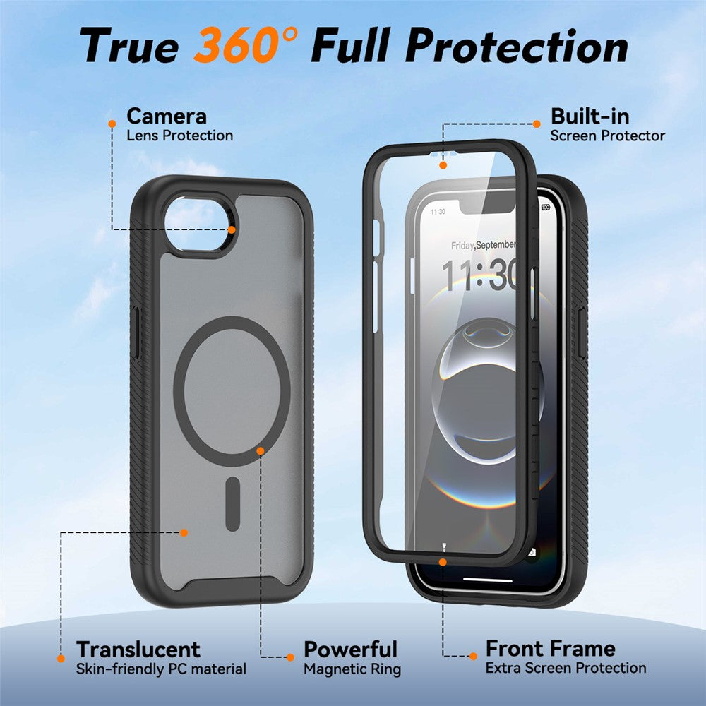 Magnetic Phone Case for iPhone 17e  /  16e 3 in 1 Translucent Skin Touch PC TPU Back Cover with PET Screen Film