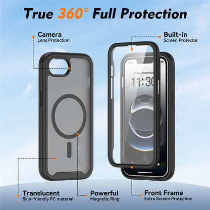 Magnetic Phone Case for iPhone 17e  /  16e 3 in 1 Translucent Skin Touch PC TPU Back Cover with PET Screen Film