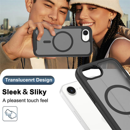 Magnetic Phone Case for iPhone 17e  /  16e 3 in 1 Translucent Skin Touch PC TPU Back Cover with PET Screen Film