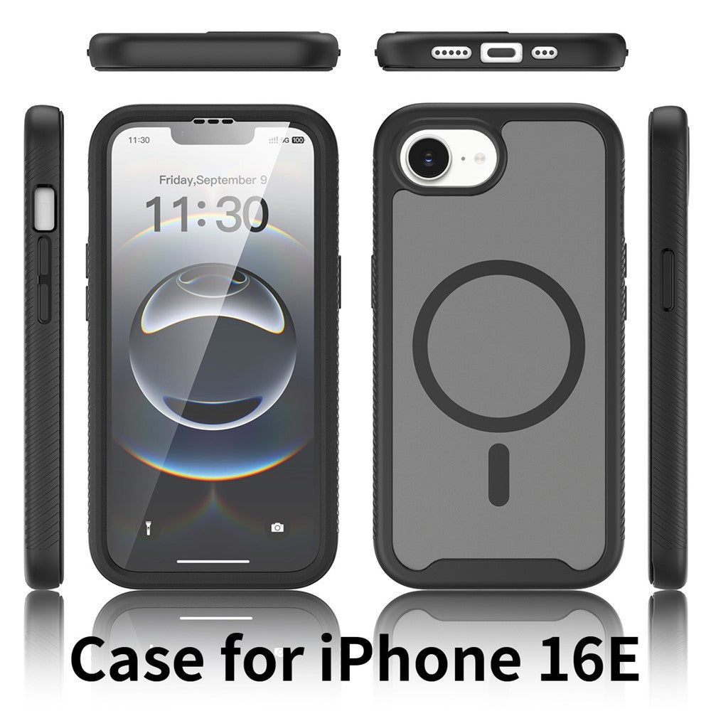 Magnetic Phone Case for iPhone 17e  /  16e 3 in 1 Translucent Skin Touch PC TPU Back Cover with PET Screen Film