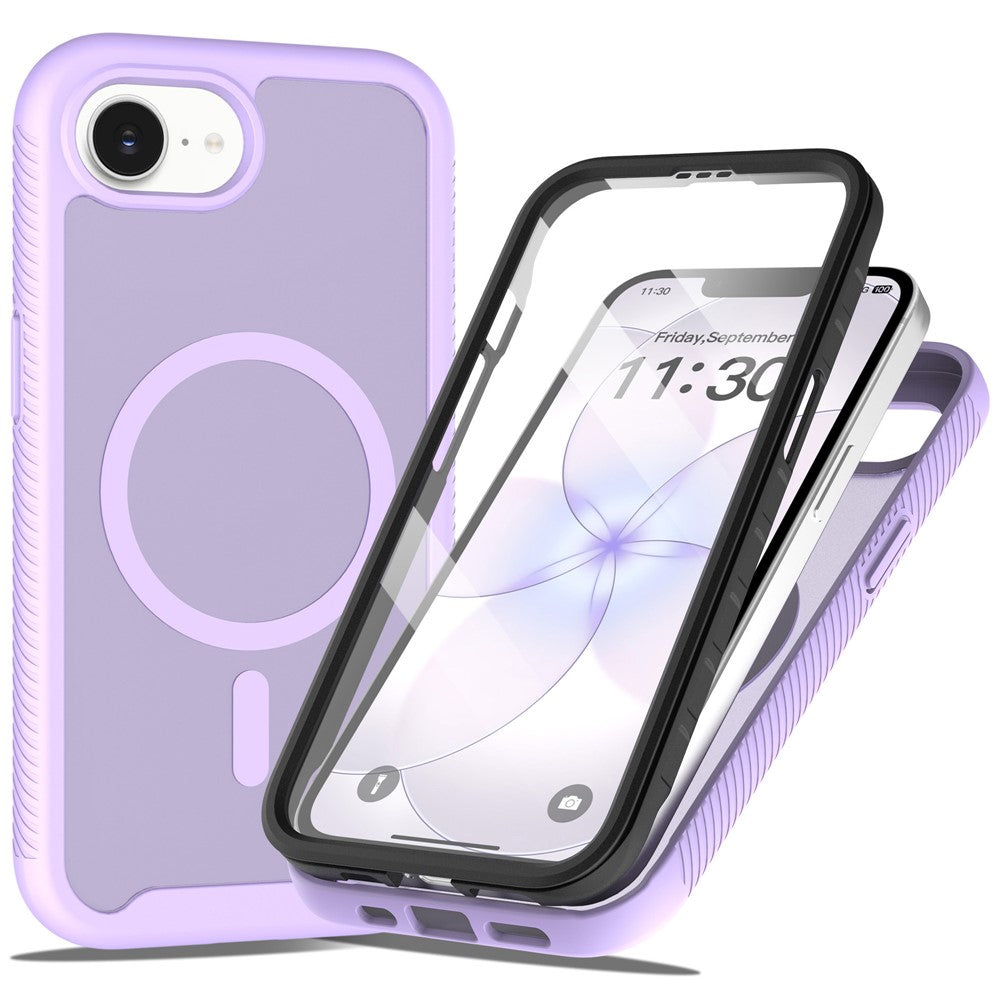 Magnetic Phone Case for iPhone 17e  /  16e 3 in 1 Translucent Skin Touch PC TPU Back Cover with PET Screen Film