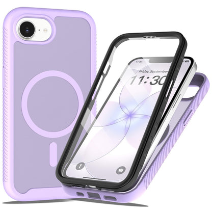 Magnetic Phone Case for iPhone 17e  /  16e 3 in 1 Translucent Skin Touch PC TPU Back Cover with PET Screen Film