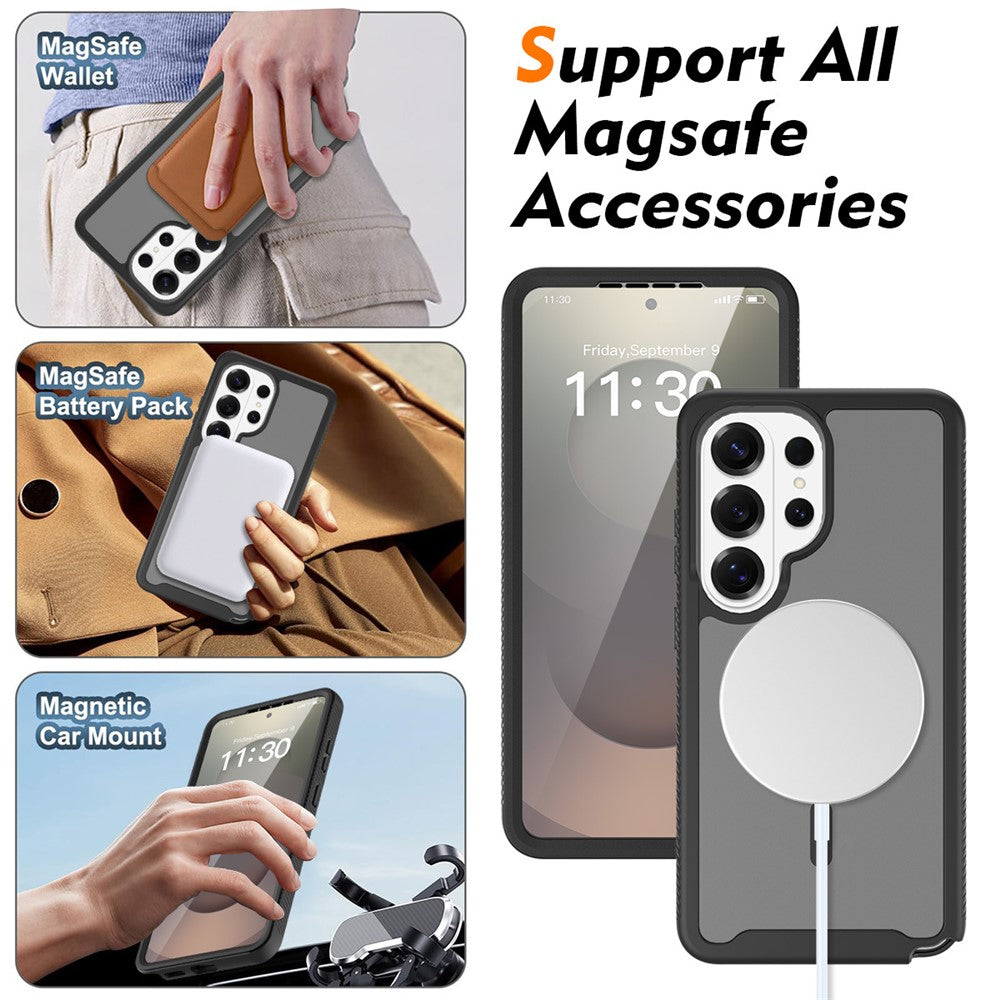 For Samsung Galaxy S26 Ultra Magnetic Phone Case 3 in 1 Translucent Skin Touch PC TPU Back Cover with PET Screen Film