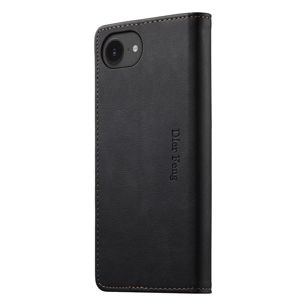 DIERFENG DF-019 Leather Wallet Case for iPhone 17e  /  16e Card Slots RFID Blocking Magnetic Flip Cover