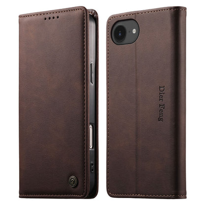 DIERFENG DF-019 Leather Wallet Case for iPhone 17e  /  16e Card Slots RFID Blocking Magnetic Flip Cover