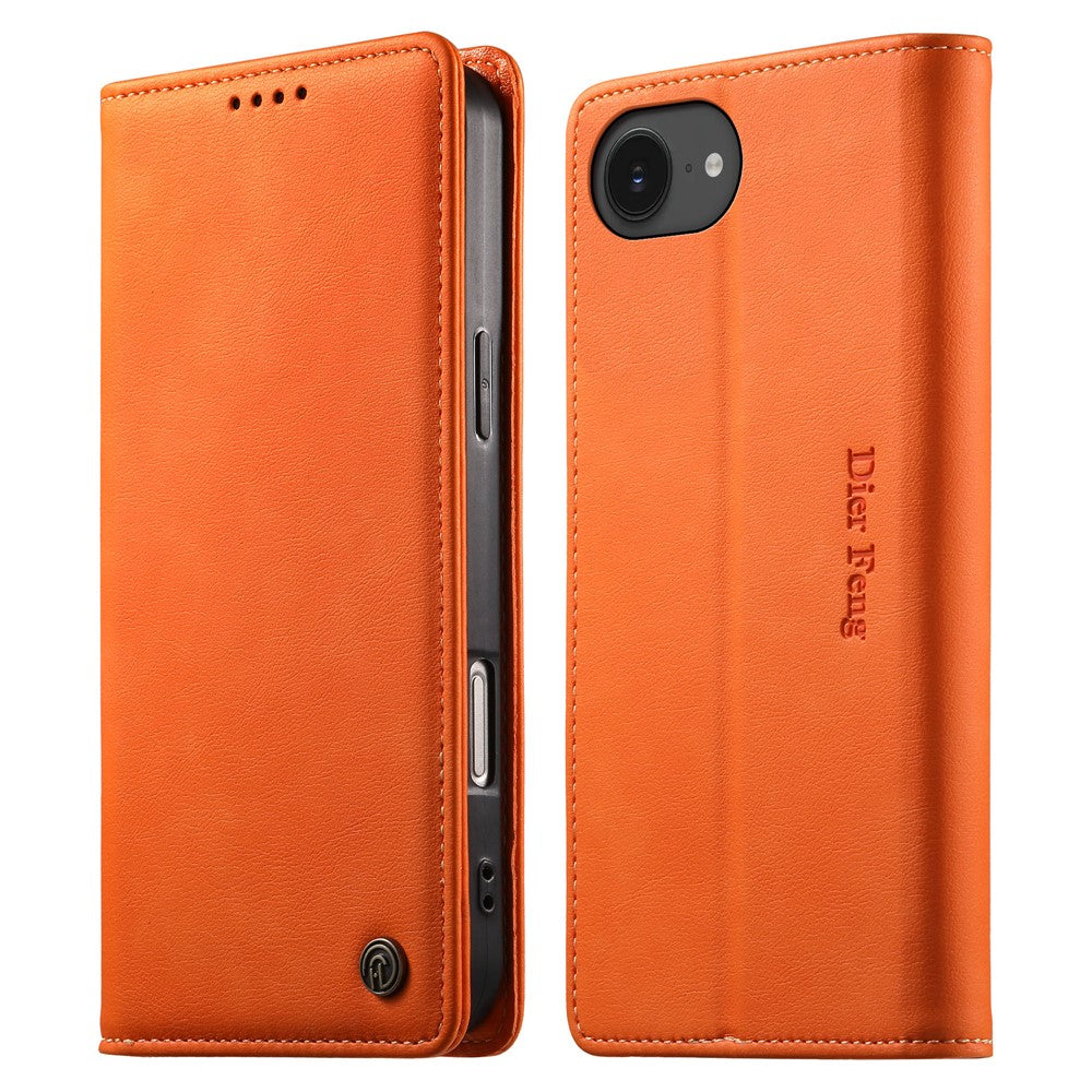 DIERFENG DF-019 Leather Wallet Case for iPhone 17e  /  16e Card Slots RFID Blocking Magnetic Flip Cover
