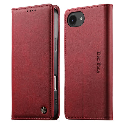 DIERFENG DF-019 Leather Wallet Case for iPhone 17e  /  16e Card Slots RFID Blocking Magnetic Flip Cover