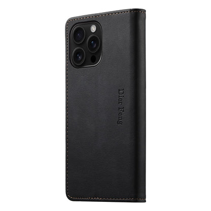 DIERFENG DF-019 for iPhone 16 Pro Max Leather Wallet Case Card Slots RFID Blocking Magnetic Flip Cover