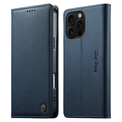 DIERFENG DF-019 for iPhone 16 Pro Max Leather Wallet Case Card Slots RFID Blocking Magnetic Flip Cover