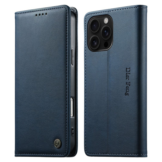 DIERFENG DF-019 for iPhone 16 Pro Max Leather Wallet Case Card Slots RFID Blocking Magnetic Flip Cover