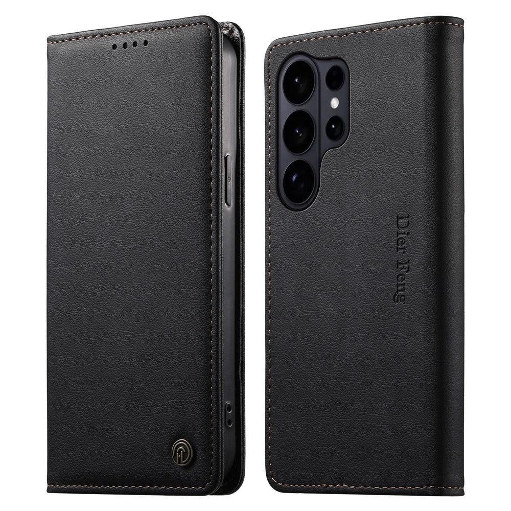 DIERFENG DF-019 for Samsung Galaxy S26 Ultra Leather Wallet Case Magnetic Flip Cover with Card Slots RFID Blocking
