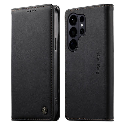 DIERFENG DF-019 for Samsung Galaxy S26 Ultra Leather Wallet Case Magnetic Flip Cover with Card Slots RFID Blocking