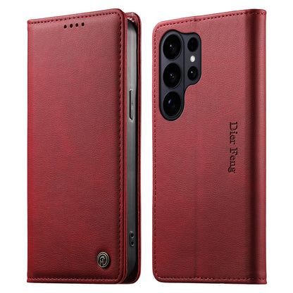 DIERFENG DF-019 for Samsung Galaxy S26 Ultra Leather Wallet Case Magnetic Flip Cover with Card Slots RFID Blocking