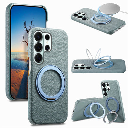 For Samsung Galaxy S26 Ultra Magnetic Case PC PU Phone Cover with 360 Rotating Ring Kickstand