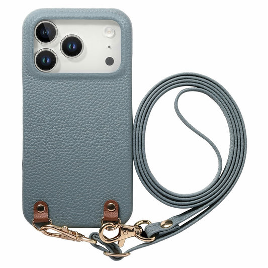 For iPhone 17 Pro Litchi Pattern Case with Lanyard Shockproof PC PU Leather Cover