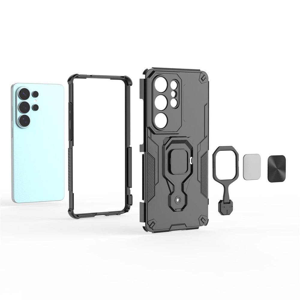 For Samsung Galaxy S26 Ultra Case Rotatable Ring Kickstand PC + TPU Shockproof Phone Cover