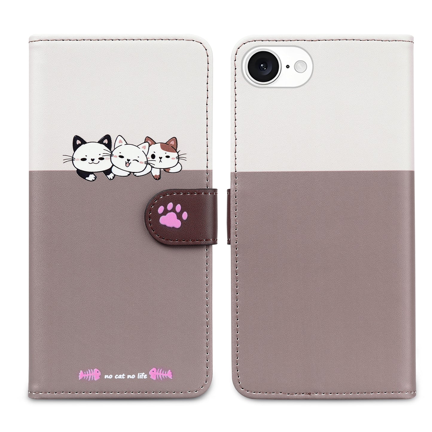 For iPhone 16e / iPhone 17e Cartoon Pet Series  Wallet Phone Case Splicing Leather Flip Cover