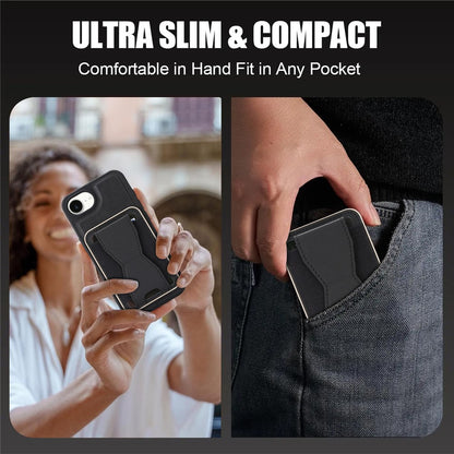 For iPhone 16e  /  17e Magnetic Case with Detachable Card Holder Kickstand TPU + PU Back Cover Compatible with MagSafe