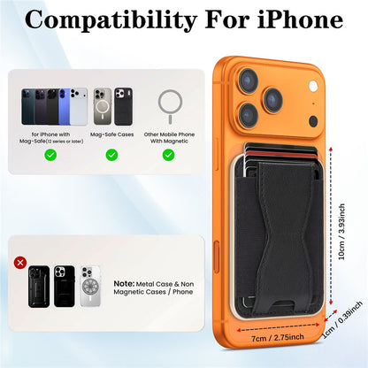 For iPhone 16e  /  17e Magnetic Case with Detachable Card Holder Kickstand TPU + PU Back Cover Compatible with MagSafe