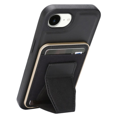 For iPhone 16e  /  17e Magnetic Case with Detachable Card Holder Kickstand TPU + PU Back Cover Compatible with MagSafe